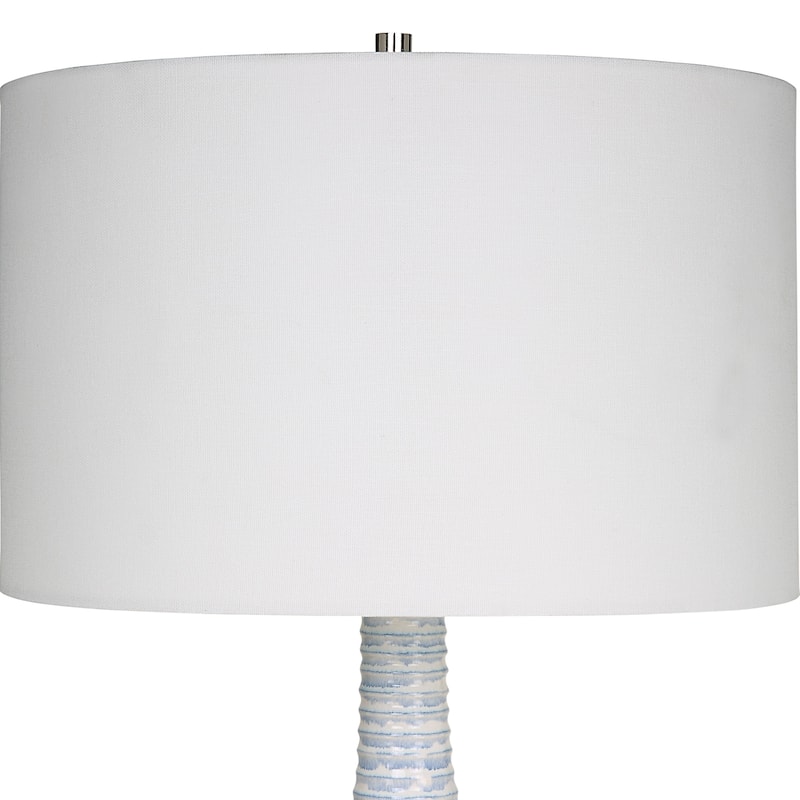 Ceramic Ribbed Table Lamp with Drum Shade - 31" - Blue