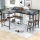 preview thumbnail 1 of 7, Twin Size Metal L-Shaped Loft Bed with Two Built-In Desks Black
