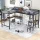 preview thumbnail 1 of 7, Twin Size Metal Loft Bed with Two Built-in Desks Black - Twin