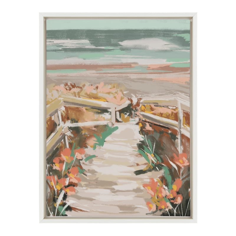 Kate and Laurel Sylvie Landscape 08 Beach Framed Canvas by Annie Quigley