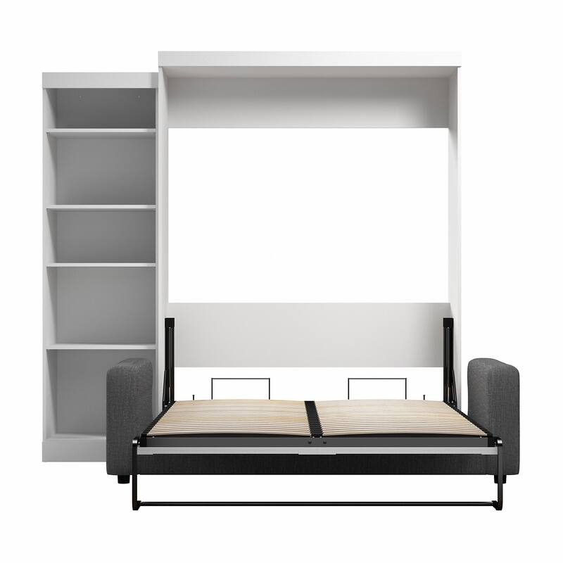 Queen Murphy Bed with Sofa and Shelving Unit (96W)