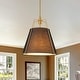 preview thumbnail 3 of 91, Mid Century 4-Light Conical Fabric Shade Lantern Pendant Ambient Light 15in - Brass Finish-Black Shade