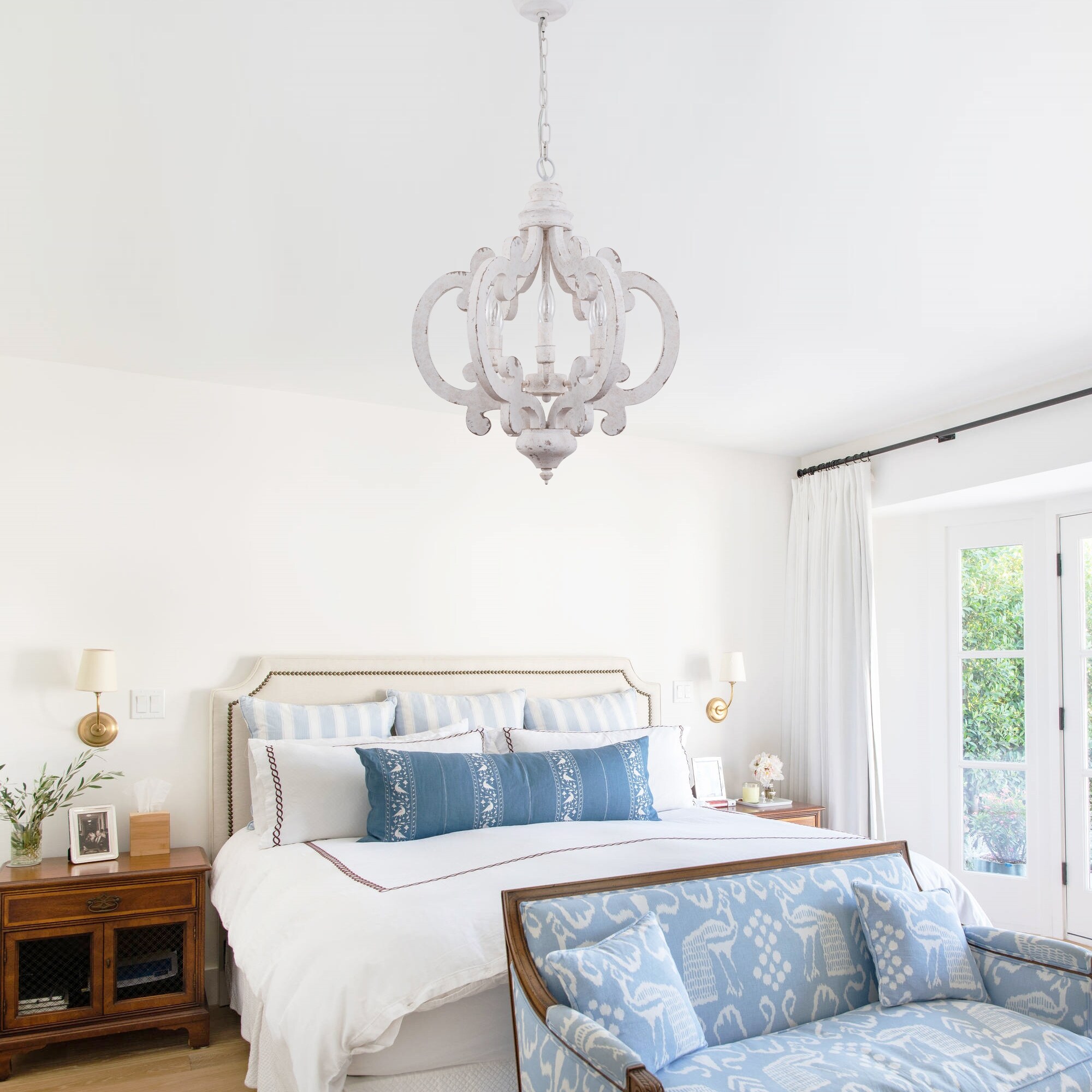 White chandelier bedroom on sale
