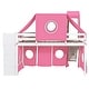 preview thumbnail 8 of 34, Twin Size Loft Bed with Storage Stairs, Tent & Tower, Solid Wood Castle-Inspired Kids Loft Bed Frame with Slide, Fence & Window