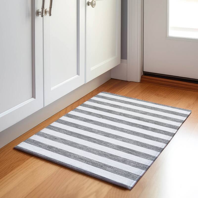 Premium Washable Super Soft Cabana Stripe Mayfield Rug - Gray - 1' 8" x 2' 6" - Rectangle