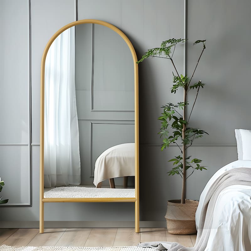 Wooden Frame Ladder-Style Wall Mirror