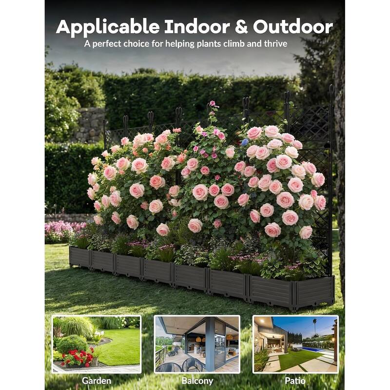 Raised Garden Bed, with Trellis & Privacy Screen