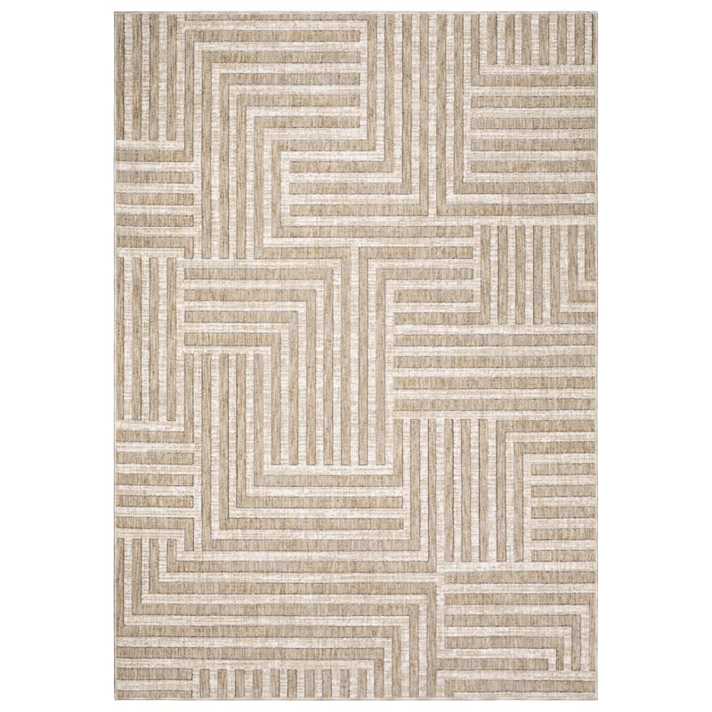 Hansel Geometric Maze Beige/ Ivory Area Rug