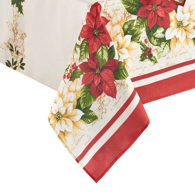 Red and White Poinsettia Tablecloth