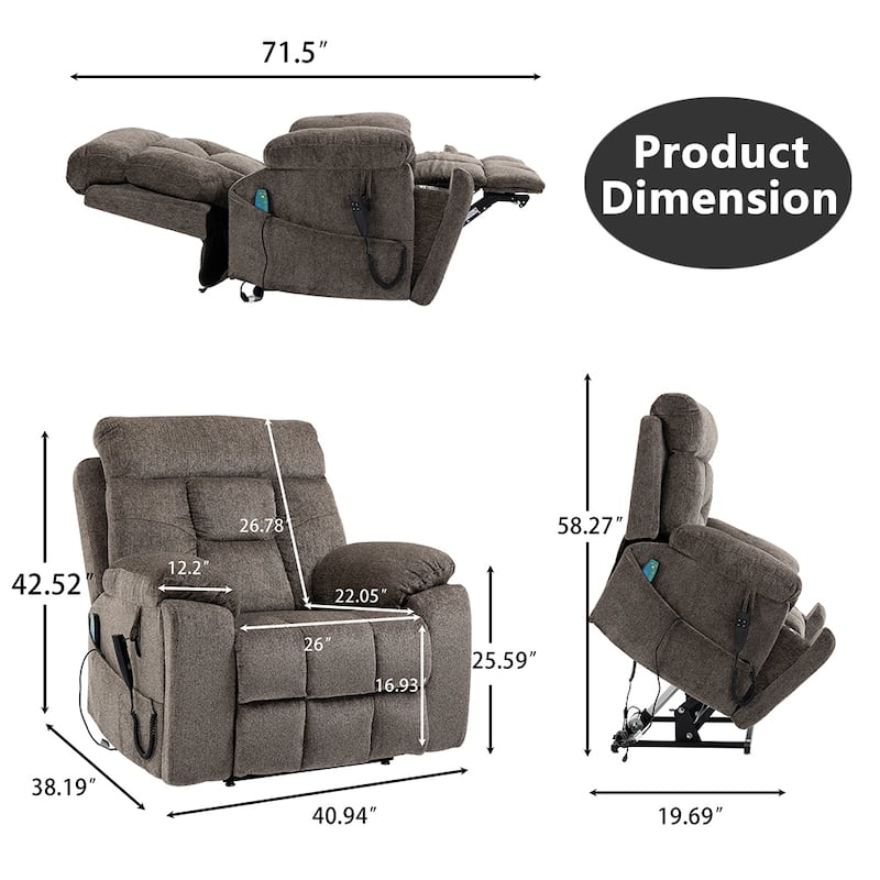 Upgraded Flagship Dual Motor Independent Control Oversized 180° Lay Flat Power Lift Recliner Chair