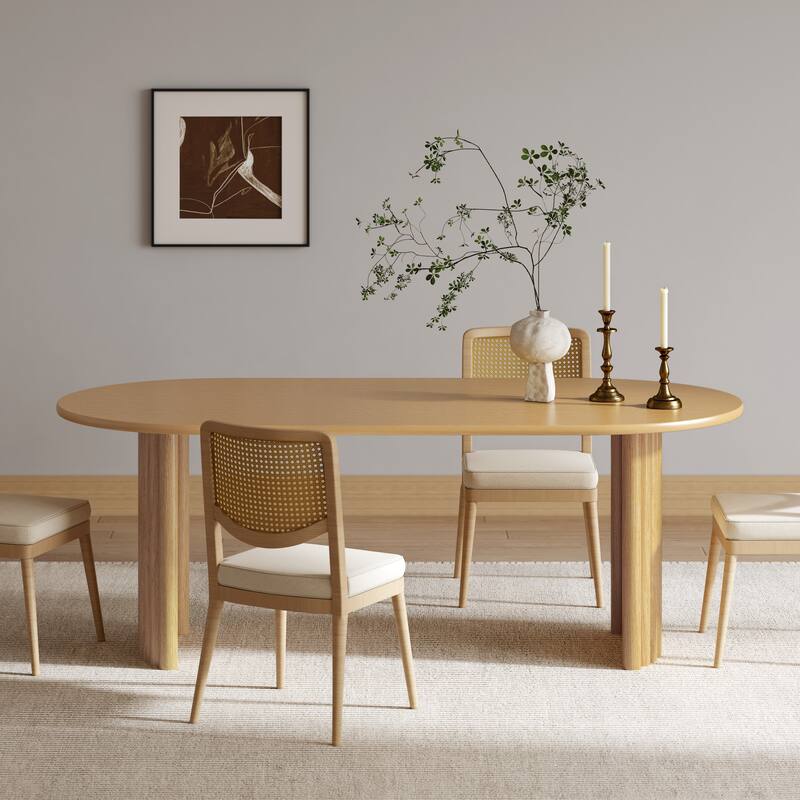 Dovelina 30"H Oval Wood Double Pedestal Dining Table Seats 6 - 67*33.5