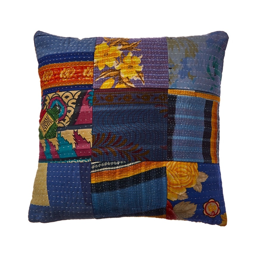 One of a Kind hand stitch OverDye Kantha Pillow Cover