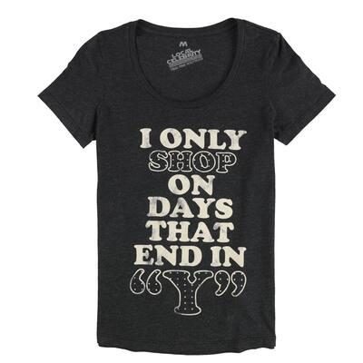 Local Celebrity Womens I Only Shop Graphic T-Shirt,, Grey, Medium