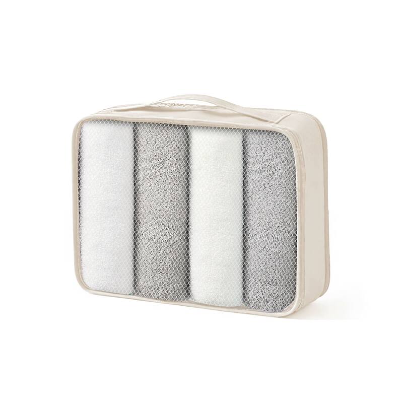 Hardshell ABS Luggage Set, 24-Inch Checked Suitcase with Spinner Wheels, Lightweight Travel Luggage with 2 Packing Cubes