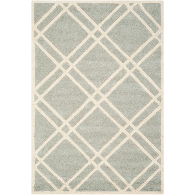 SAFAVIEH Handmade Chatham Geronda Modern Moroccan Wool Rug - 3' x 5' - Grey/Ivory