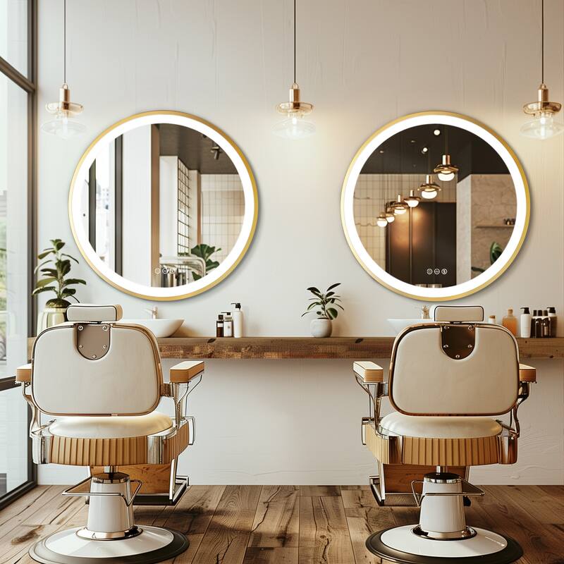 Gold Aluminium Alloy Frame Illuminated LED Bathroom Mirror