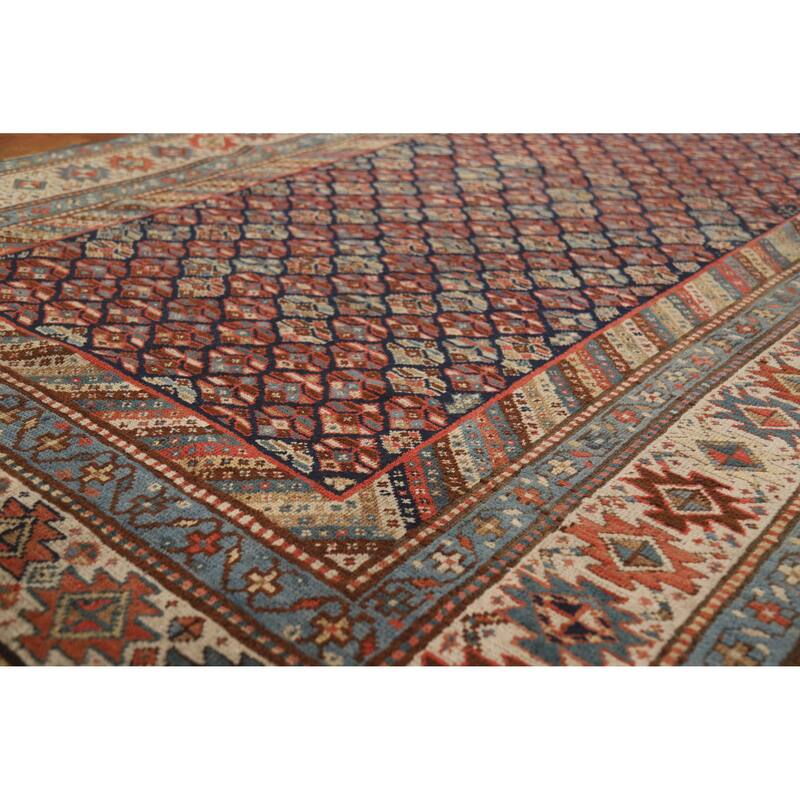 Pre-1900 Antique Vegetable Dye Kazak Area Rug Handmade Wool Carpet - 5'5" x 13'4"