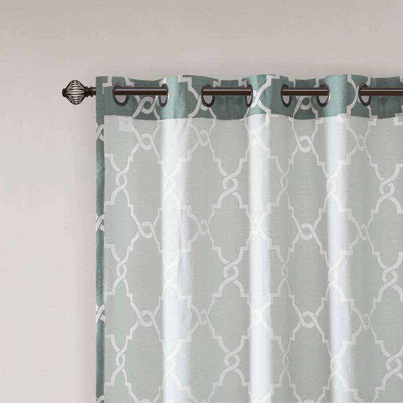 Fretwork Print Grommet Top Window Curtain Panel(Only 1 Pc Panel)
