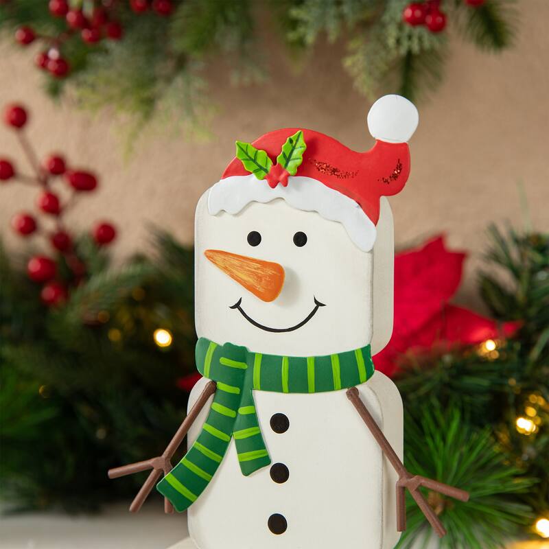 Glitzhome Set of 2 Christmas Santa & Snowman Stocking Holders
