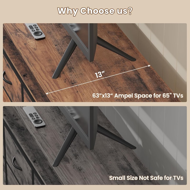 TV Stand for Living Room with LED Lights & Power Outlets TV Stand Dresser