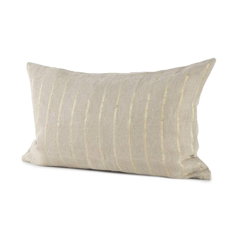 Beige and Gold Striped Pillow Cover - 21"W x 13"D x 1"H