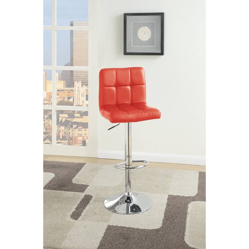 Bar Stools Set of 2, Adjustable Counter Height Barstools with Back, Armless Kitchen Island Chairs with Footrest - Red