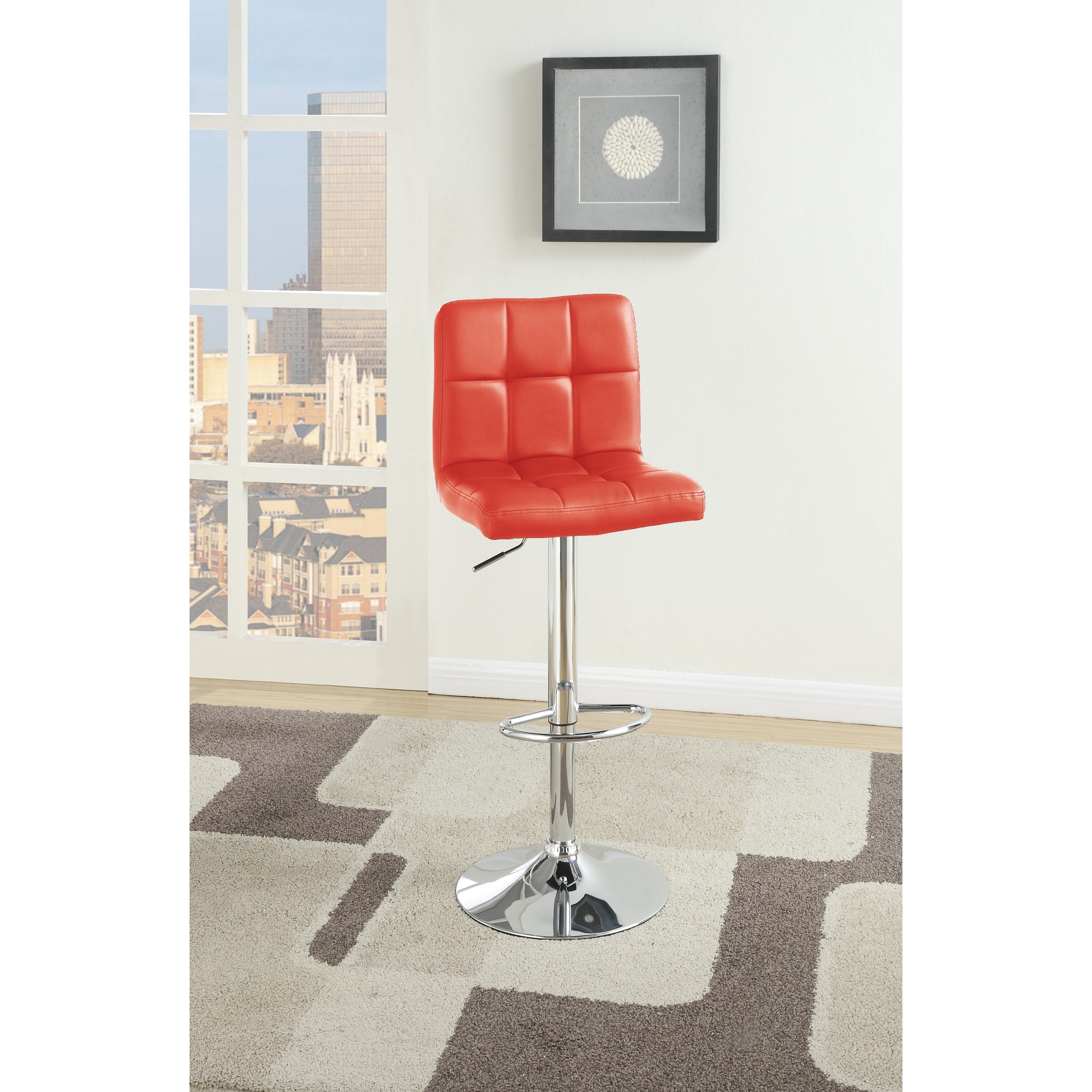 GREATPLANINC Red Bar Stool Counter Height Chairs Set of 2 Adjustable Height Swivel Stool