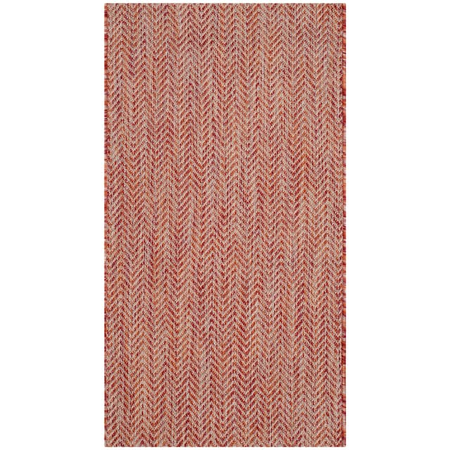 SAFAVIEH Courtyard Carolann Indoor/ Outdoor Waterproof Patio Backyard Rug - 2' x 3'7" - Red/Beige