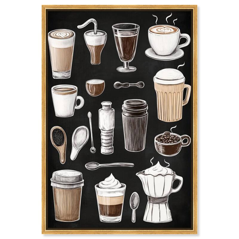 Coffee Chalkboard Canvas by Art Remedy - Gold - 36" x 54"