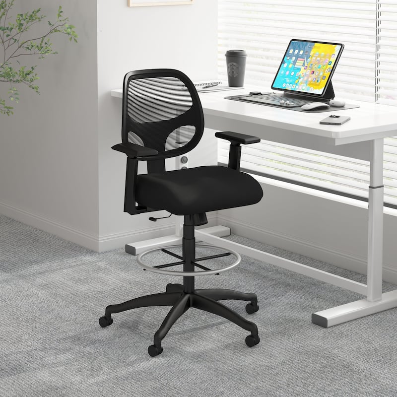 BOSS Commercial Grade Mesh Stool W/ Arms - Black