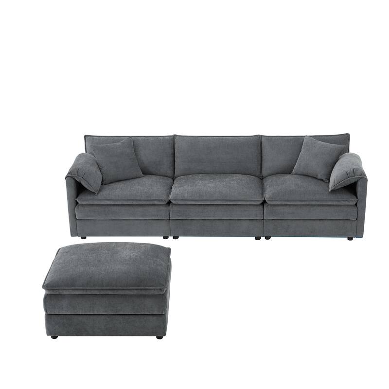 4-Seat Chenille Modular U-Shaped Sectional Sofa with Movable Ottoman by Harper & Bright Designs