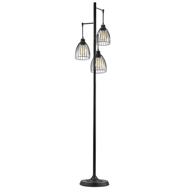 CO-Z 66" 3-Light Industrial Floor Lamp with Hanging Caged Shades