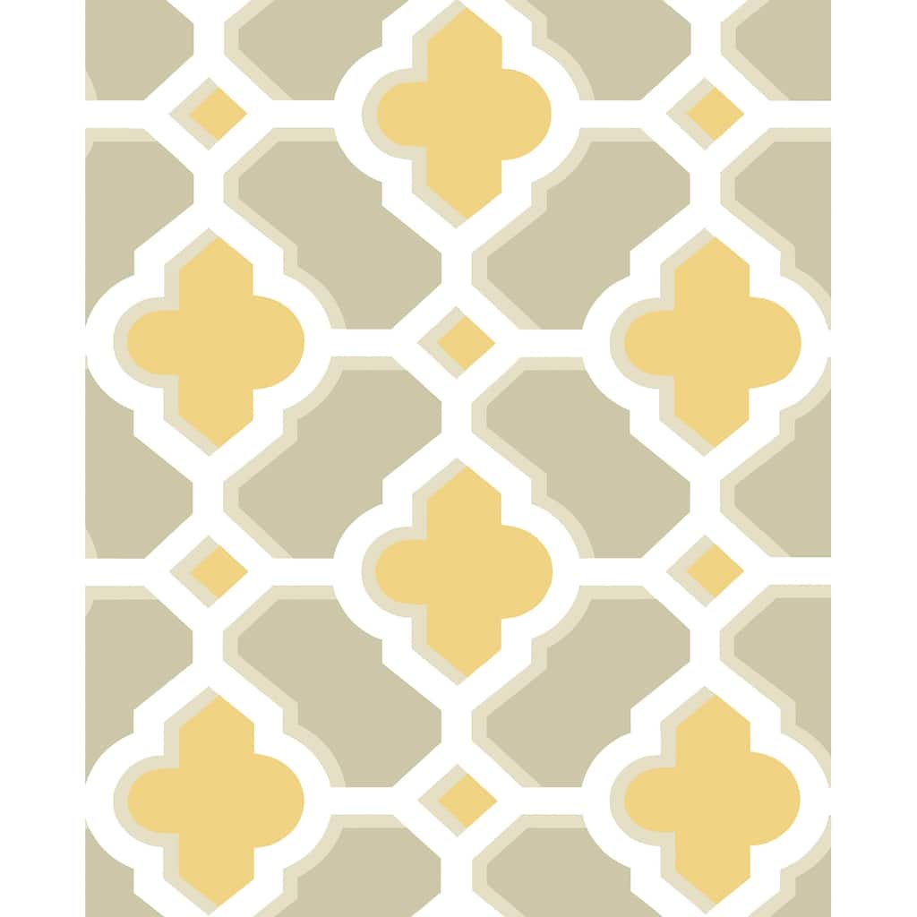 A-Street Prints Lido Mustard Quatrefoil Wallpaper