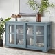 preview thumbnail 9 of 32, Porch & Den Jefferson Sliding Glass Door Stackable China Cabinet Antique Blue