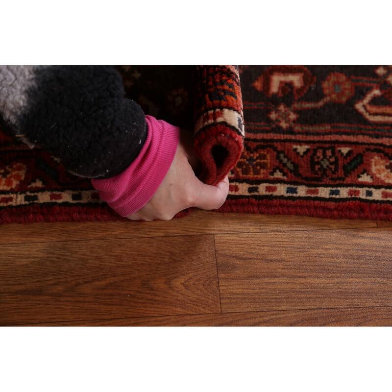 Hand Knotted Oriental 100% Wool Carpet Traditional Geometric Red Hamedan Area Rug - 10' 7'' X 5' 3''