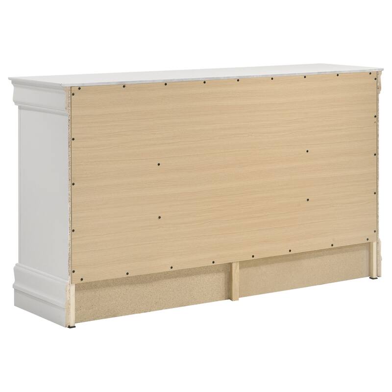 Louis Philippe 6-drawer Dresser and Mirror White