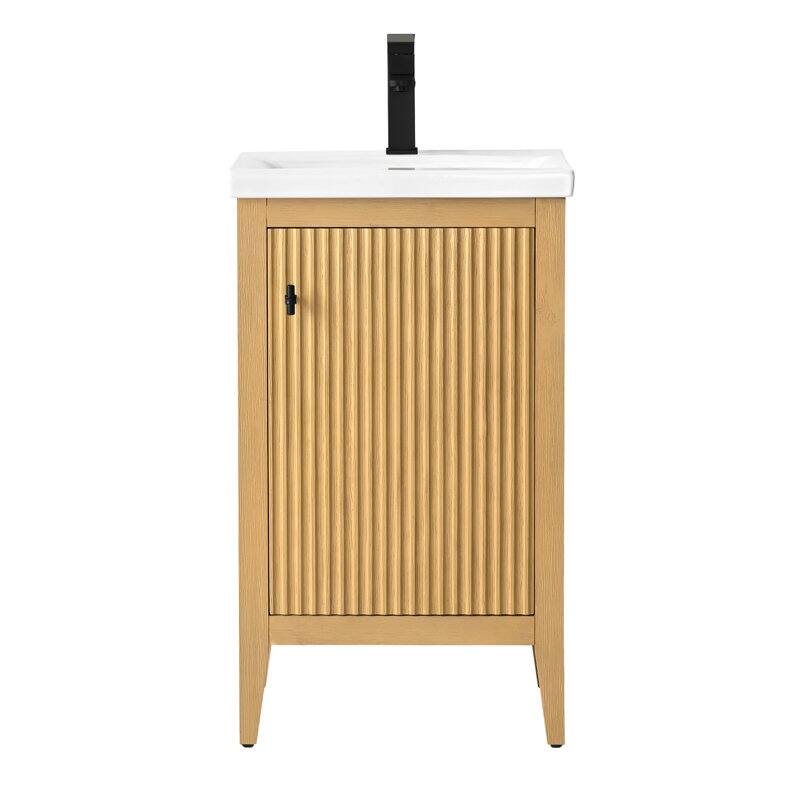 Vanity Art 20" Single Sink Bathroom Vanity Cabinet with Ceramic Top