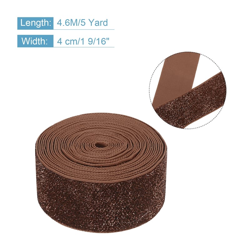 Metallic Glitter Velvet Ribbon for Gift Wrapping - Brown - 1 9/16"x 5 Yard