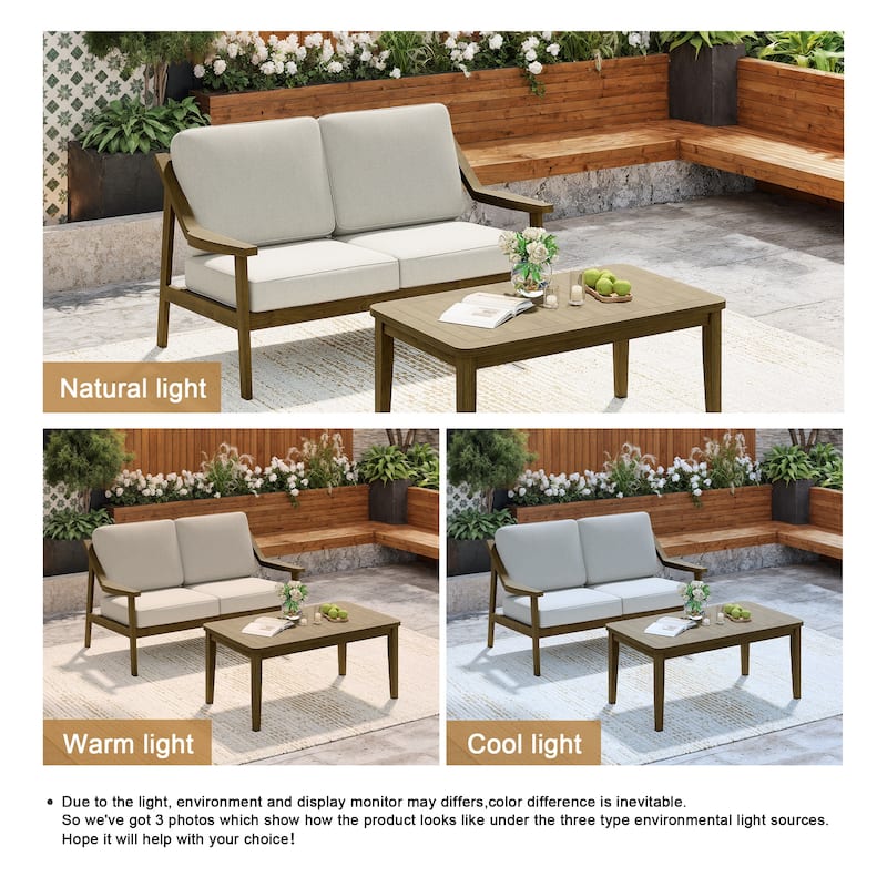 Outdoor Patio Wood Bistro Set/Loveseat Set