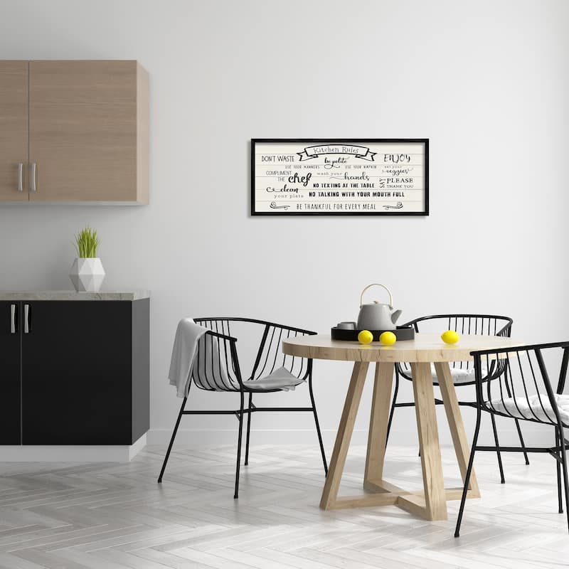 Stupell Kitchen Rules List Family Happiness Motivational Phrases Framed Wall Art