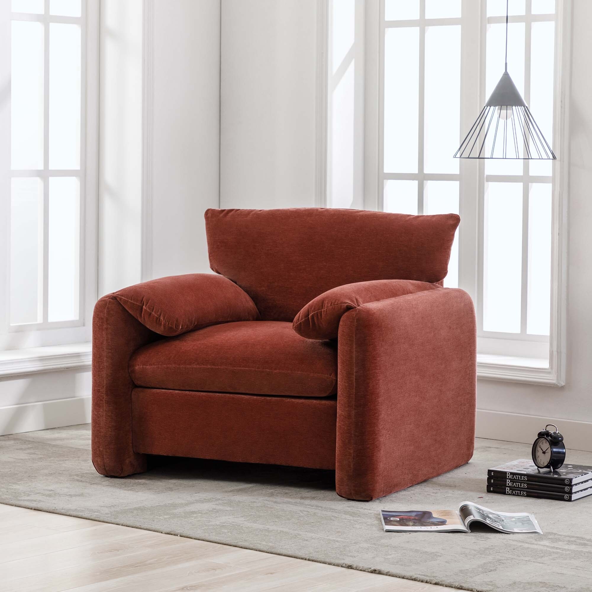 Oversized accent shop chair with ottoman