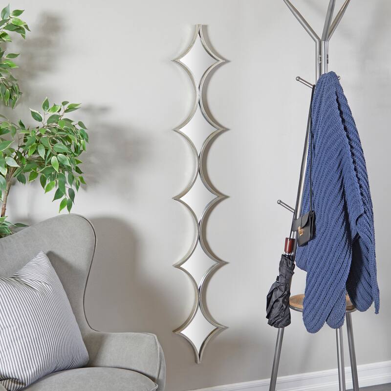 Metal Slim Stacked Chain 5 Layer Wall Mirror with Various Pattern and Foil Detailing - Silver, Gold, or Black