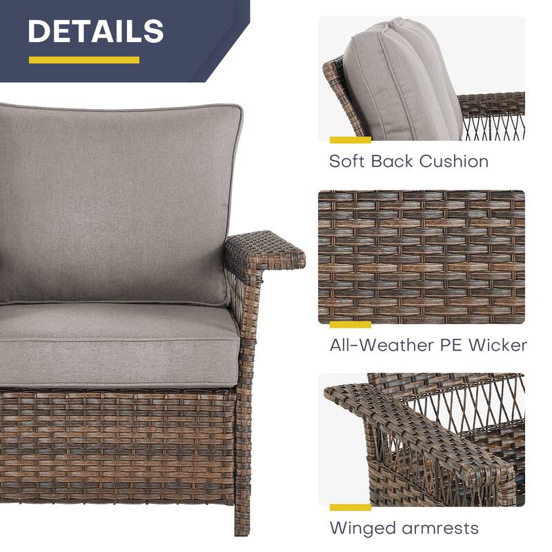 Gymojoy Outdoor Rattan Chairs with Armrest Chair Weather-resistance