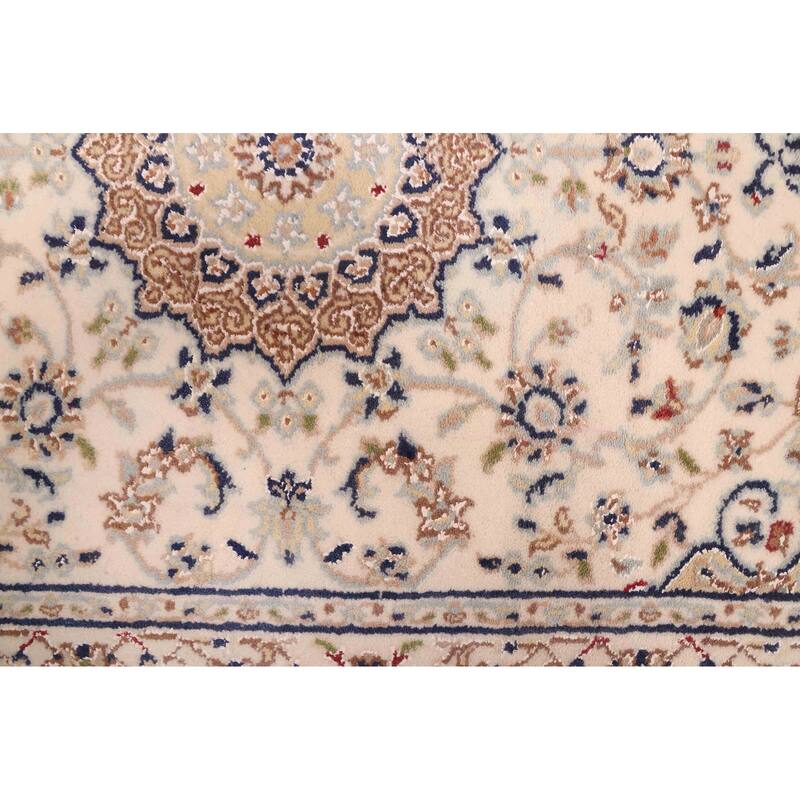 ECARPETGALLERY Hand-knotted Nain Cream Silk, Wool Rug - 2'9 x 14'3