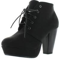 lace up stacked heel booties
