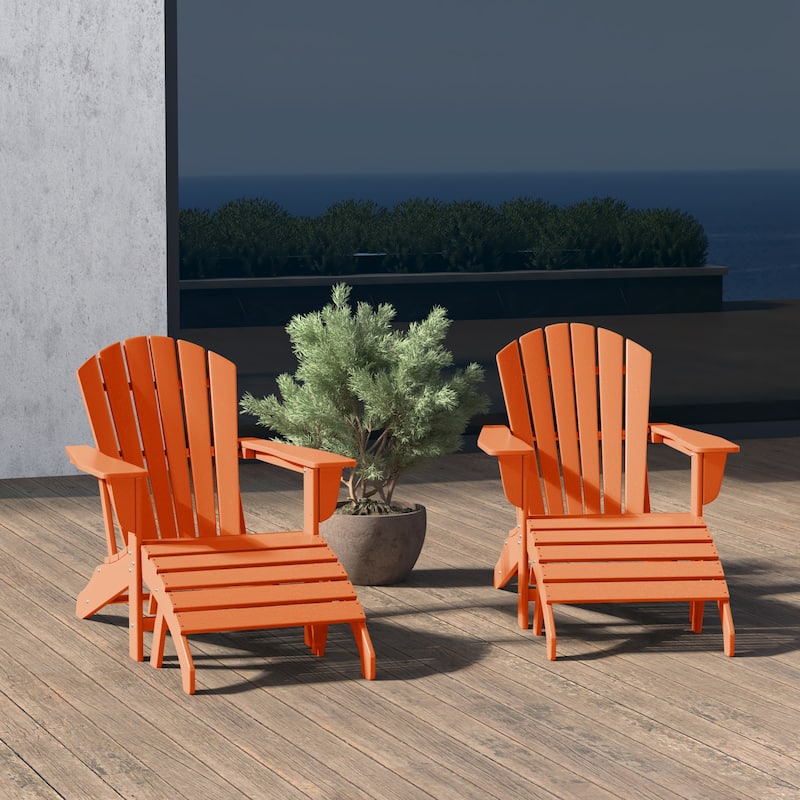 Altura Outdoor Eco-Friendly All Weather Adirondack Chairs with Ottomans (4-Piece Conversation Set)