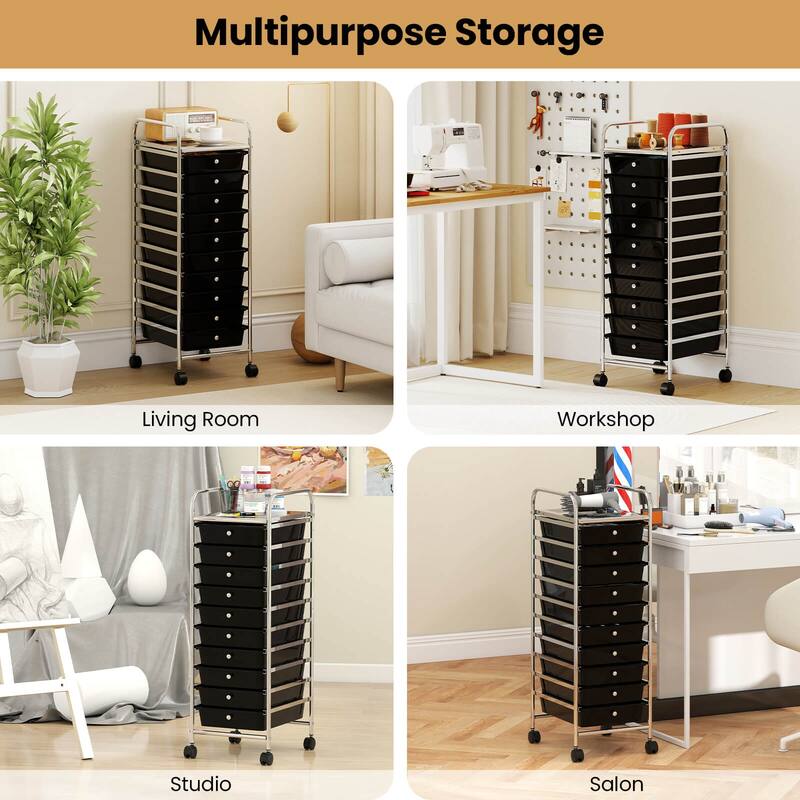 Costway Rolling Storage Cart with Chrome Plated Metal Frame & Lockable - See Details