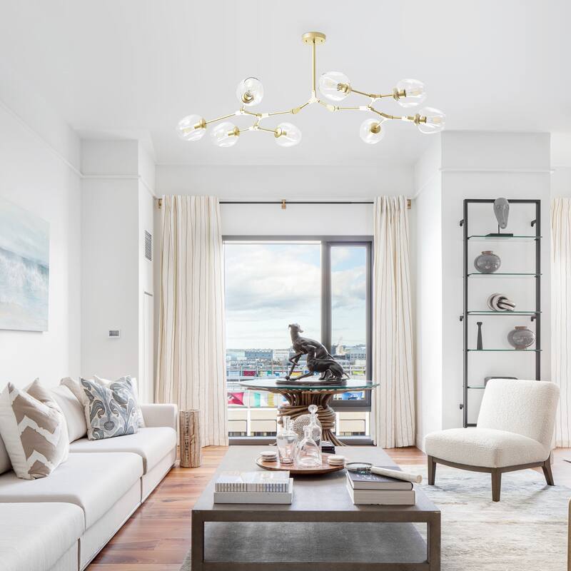 Cusp Barn Sputnik Chandeliers 8-Light Modern Mid Century Ceiling Light Adjustable Pendant Light Fixture for Hallway Foyer