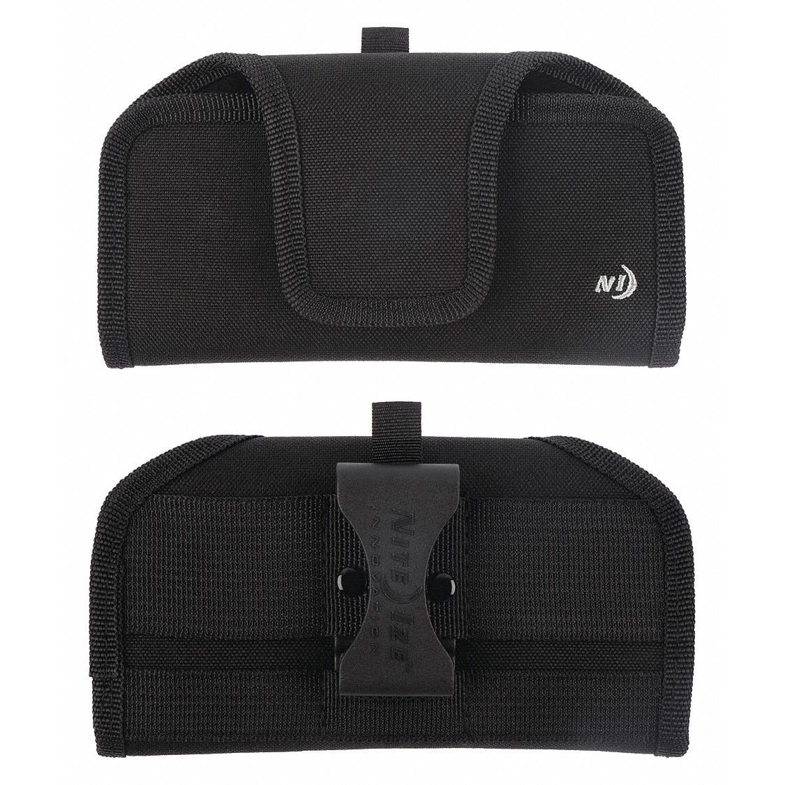 Cell Phone Holster Horizontal XL: Polyester, Black, Fits Various Electronic Devices Brand - 1 Each