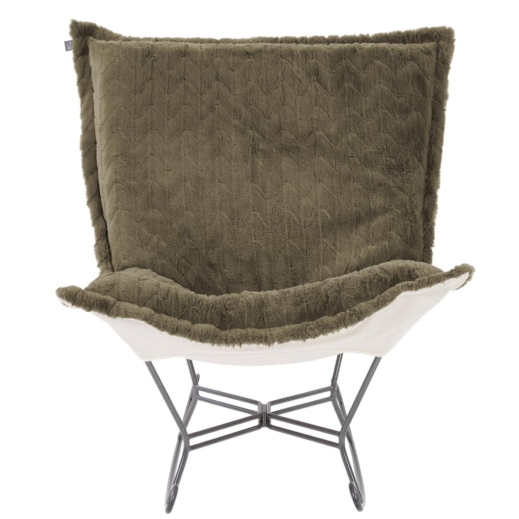 Allan Andrews Scroll Puff Rocker with Titanium Frame, Angora Collection